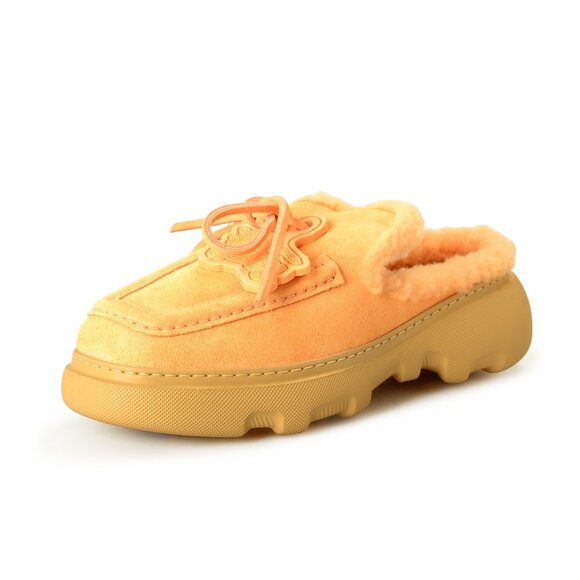 Burberry Women's "Stony" Marshmallow Suede and Shearling Mules Shoes US 9 EUR 39 - Picture 1 of 8